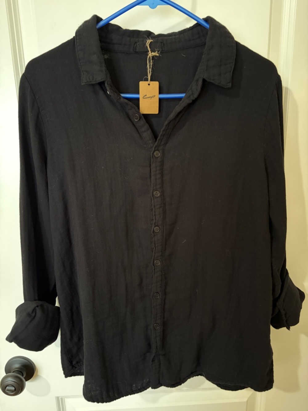 CP Shades Black Button-Front Women's Shirt